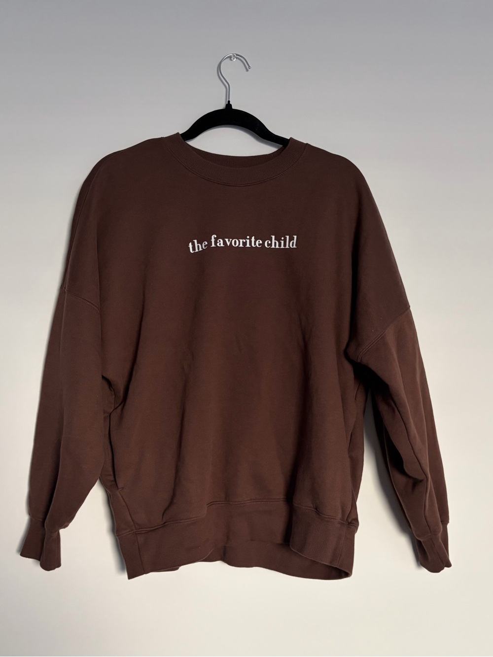 Tuff Athletics The Favorite Child Brown Oversized Sweatshirt Small Crewneck